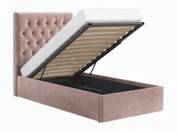 Flair Milan Single Velvet Ottoman Bed Pink - thumbnail 5