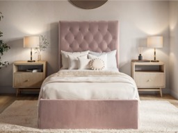 Flair Milan Single Velvet Ottoman Bed Pink - thumbnail 3