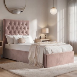 Flair Milan Single Velvet Ottoman Bed Pink - thumbnail 1
