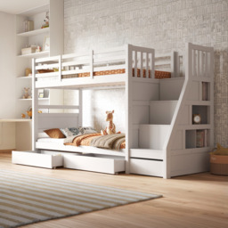 Flair Lunar Staircase Bunk Bed with Storage White