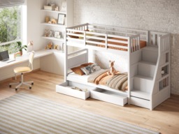 Flair Lunar Staircase Bunk Bed with Storage White - thumbnail 5