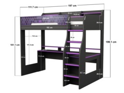 Recoil Ultimate Violet Single Gaming High Sleeper Charcoal & Purple - thumbnail 7