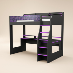 Recoil Ultimate Violet Single Gaming High Sleeper Charcoal & Purple