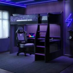 Recoil Ultimate Violet Single Gaming High Sleeper Charcoal & Purple
