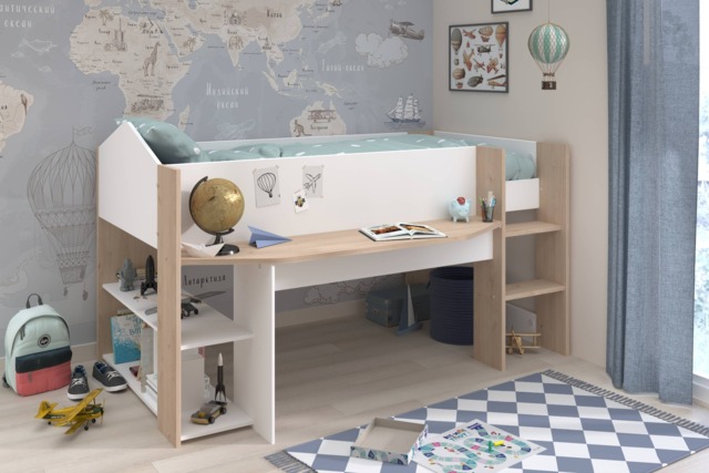 Parisot Shelter Wooden Mid Sleeper Cabin Bed Frame with Shelves - image 1