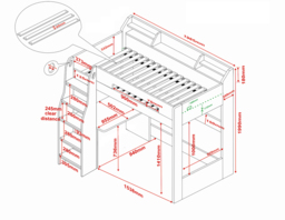 Flair Cosmic L Shaped Triple Bunk Bed White - thumbnail 6