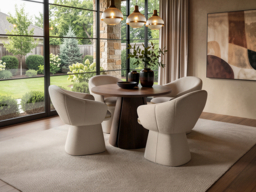 SOLACE+CO Ebony 4-6 Seater Extendable Dining Table with Upholstered Chairs-Table + 4 Chairs - thumbnail 2