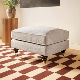 SOLACE+CO Addison Footstool with Caster Legs Beige Boucle - thumbnail 1