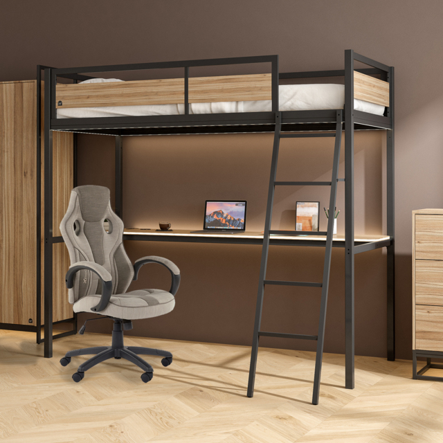 X Rocker Denver High Sleeper With App Controlled LED Lighting Oak/Black Single