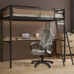 X Rocker Denver High Sleeper With App Controlled LED Lighting Oak/Black Single - thumbnail 2