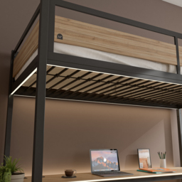 X Rocker Denver High Sleeper With App Controlled LED Lighting Oak/Black Single - thumbnail 3