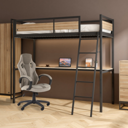 X Rocker Denver High Sleeper With App Controlled LED Lighting Oak/Black Single - thumbnail 1
