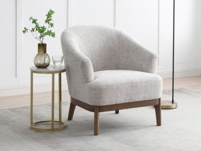 Kyoto Ella Tub Chair with Curved Arms Natural Woven Chenille - image 1