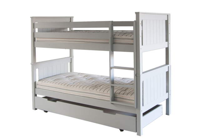 Little Folks Furniture Classic Beech Bunk Bed & Trundle-Dove Grey