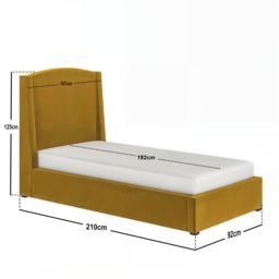 SOLACE+CO Blaine Single Winged Headboard Ottoman Bed Gold Velvet - thumbnail 6
