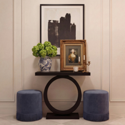 LPD Santos Small Velvet Pouffe Blue