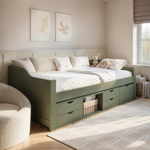 Flair Blair Low Sleeper Bed with Storage Green - image 1