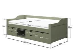 Flair Blair Low Sleeper Bed with Storage Green - thumbnail 6