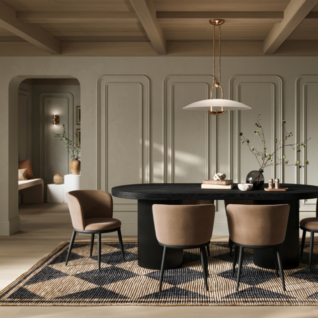 LPD Rina Black Dining Table With Nova Dining Chairs Mole Table & 6 Chairs - image 1