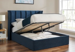 Limelight Polaris Recycle Fabric Ottoman Bed Frame-Double-Navy Blue - thumbnail 2