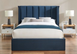 Limelight Polaris Recycle Fabric Ottoman Bed Frame-Double-Navy Blue - thumbnail 3