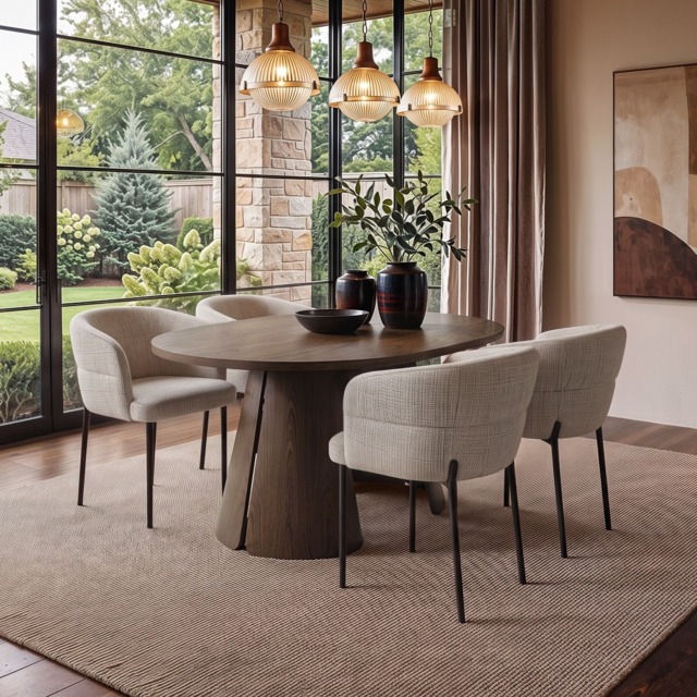 " SOLACE+CO Ebony Extendable Dining Table with 4 Elise Chairs Light Brown" - image 1