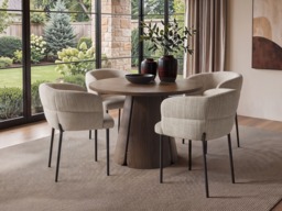 " SOLACE+CO Ebony Extendable Dining Table with 4 Elise Chairs Light Brown" - thumbnail 3
