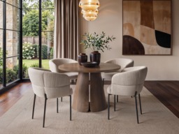 " SOLACE+CO Ebony Extendable Dining Table with 4 Elise Chairs Light Brown" - thumbnail 4