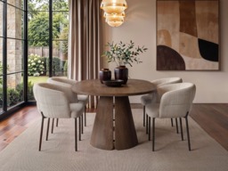 " SOLACE+CO Ebony Extendable Dining Table with 4 Elise Chairs Light Brown" - thumbnail 2