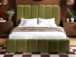 SOLACE+CO Emilie Ribbed Ottoman Kingsize Bed Green Velvet - thumbnail 4