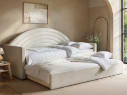 Flair Noa Rainbow Day Bed with Trundle Beige Teddy Fabric - thumbnail 3