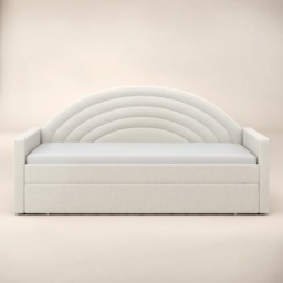Flair Noa Rainbow Day Bed with Trundle Beige Teddy Fabric - thumbnail 5