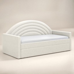 Flair Noa Rainbow Day Bed with Trundle Beige Teddy Fabric - thumbnail 4