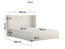 Solace+Co  Lumen Ottoman Bed with LED Winged Headboard Cream Double - thumbnail 7
