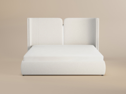 Solace+Co  Lumen Ottoman Bed with LED Winged Headboard Cream Double - thumbnail 5