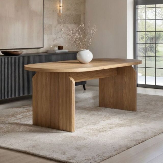 SOLACE+CO Varm Ribbed Oval Dining Table Oak - image 1