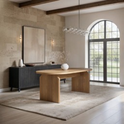 SOLACE+CO Varm Ribbed Oval Dining Table Oak - thumbnail 4