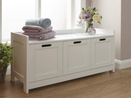 GFW Colonial 3 Door Bathroom Storage Bench-White - thumbnail 2
