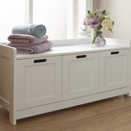 GFW Colonial 3 Door Bathroom Storage Bench-White