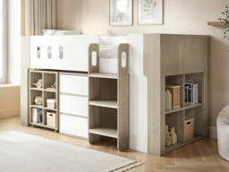 Flair Willow Mid Sleeper with Desk & Storage White & Oak - thumbnail 3
