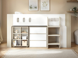 Flair Willow Mid Sleeper with Desk & Storage White & Oak - thumbnail 1