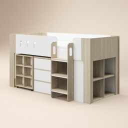 Flair Willow Mid Sleeper with Desk & Storage White & Oak - thumbnail 4