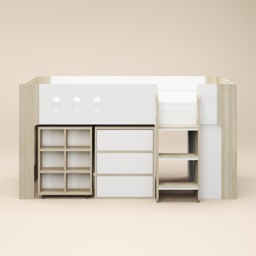 Flair Willow Mid Sleeper with Desk & Storage White & Oak - thumbnail 5