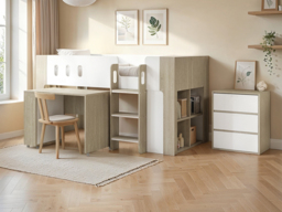 Flair Willow Mid Sleeper with Desk & Storage White & Oak - thumbnail 2