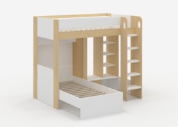 Flair Hampton L Shape Bunk Bed White & Oak - thumbnail 4