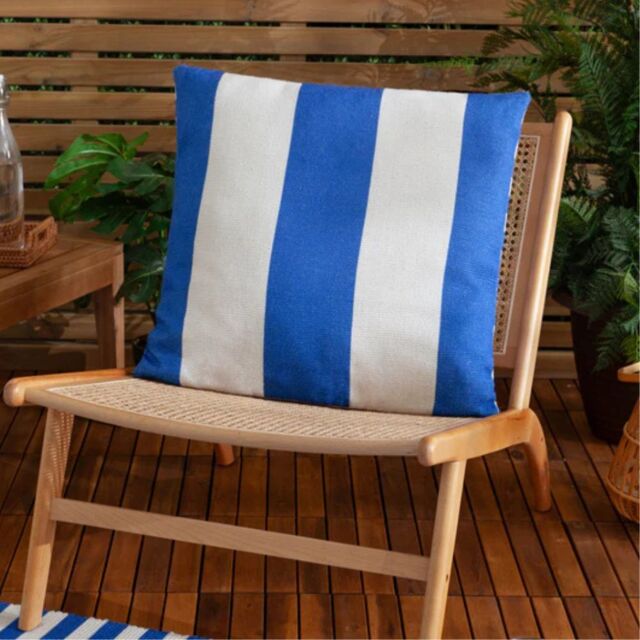 Furn Deck Stripe 59 x 59cm Outdoor Cushion Polyester-White/Blue - image 1