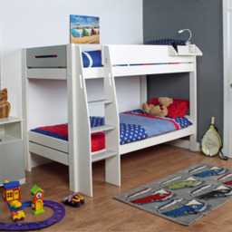 Kids Avenue Urban Single Wooden Bunk Bed with Stairs White & Grey