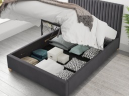 Aspire Grant Ottoman Bed Plush Velvet Steel - SuperKing - thumbnail 4