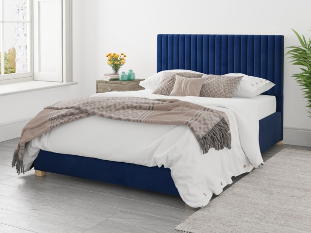 Aspire Grant Ottoman Bed Plush Velvet Navy - Small Double - image 1