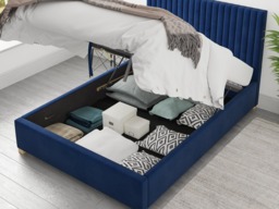Aspire Grant Ottoman Bed Plush Velvet Navy - Small Double - thumbnail 4